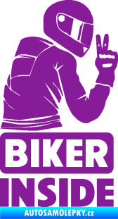 Samolepka Biker inside 003 pravá motorkář fialová