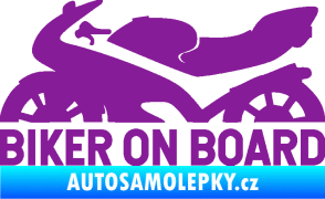 Samolepka Biker on board levá motorka fialová