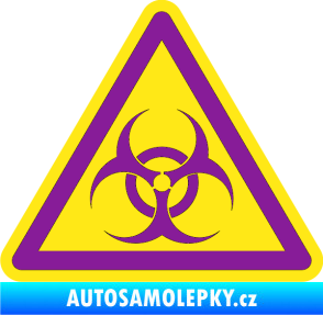 Samolepka Biohazard barevný trojúhelník fialová