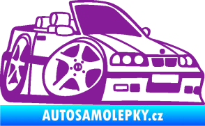 Samolepka BMW e30 cabrio karikatura pravá fialová