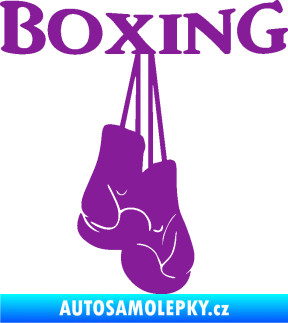 Samolepka Boxing nápis s rukavicemi fialová