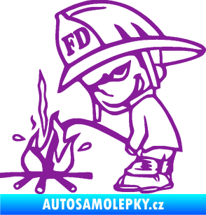 Samolepka Boy čůrá 004 hasič levá fialová