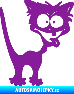 Samolepka Crazy cat pravá bláznivá kočka fialová