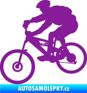 Samolepka Cyklista 009 levá horské kolo fialová