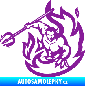Samolepka Ďábel 002 levá s vidlemi fialová