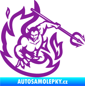 Samolepka Ďábel 002 pravá s vidlemi fialová