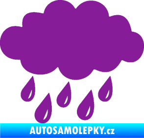 Samolepka Déšť 001 levá mrak a kapky fialová