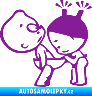 Samolepka Děti kuk do kalhot pravá fialová