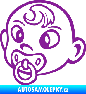 Samolepka Dítě v autě 004 levá miminko s dudlíkem hlavička fialová