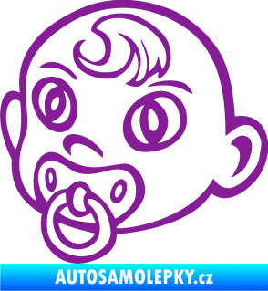 Samolepka Dítě v autě 005 levá miminko s dudlíkem hlavička fialová