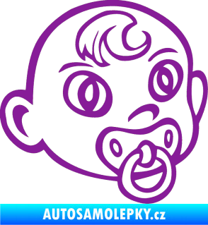 Samolepka Dítě v autě 005 pravá miminko s dudlíkem hlavička fialová