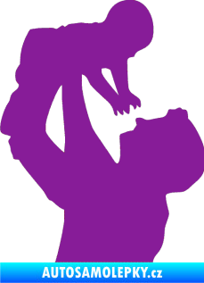 Samolepka Dítě v autě 026 levá miminko v náruči fialová