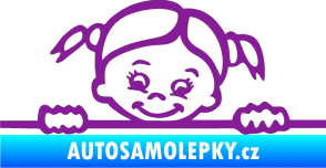 Samolepka Dítě v autě 030 levá malá slečna hlavička fialová