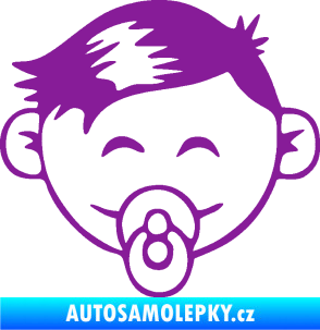 Samolepka Dítě v autě 049 levá kluk s dudlíkem fialová