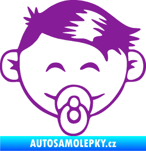 Samolepka Dítě v autě 049 pravá kluk s dudlíkem fialová