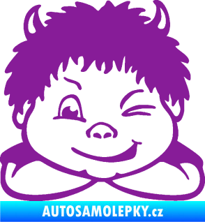Samolepka Dítě v autě 055 levá kluk čertík fialová