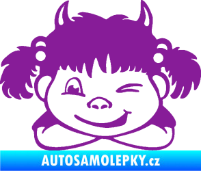 Samolepka Dítě v autě 056 levá holčička čertice fialová