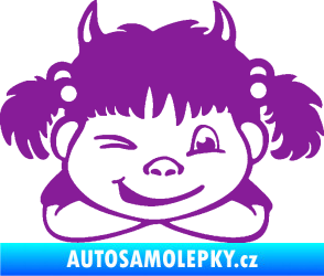 Samolepka Dítě v autě 056 pravá holčička čertice fialová