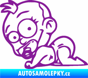 Samolepka Dítě v autě 067 levá lezoucí miminko fialová