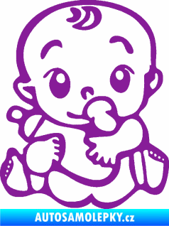 Samolepka Dítě v autě 069 levá mimčo s lahvičkou fialová