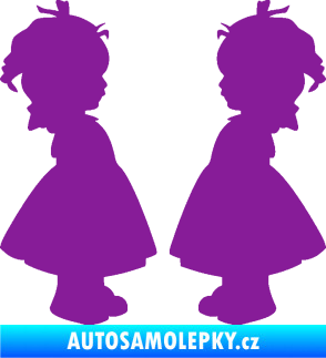 Samolepka Dítě v autě 072 dvě holčičky sourozenci fialová