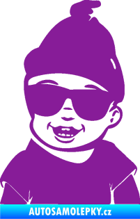 Samolepka Dítě v autě 081 levá chlapeček v brýlích fialová