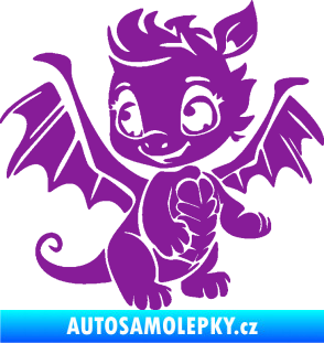 Samolepka Dragon 054 levá roztomilý dráček fialová