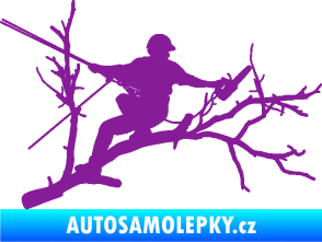 Samolepka Dřevorubec 006 pravá prořezání ve výškách fialová