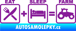 Samolepka Eat sleep farm fialová