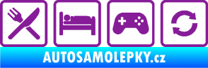Samolepka Eat sleep game repeat hrát počítačové hry fialová