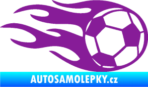 Samolepka Fotbalový míč 004 pravá v plamenech fialová