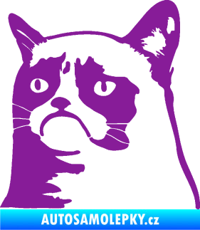 Samolepka Grumpy cat 002 levá fialová