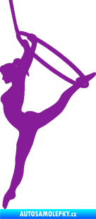 Samolepka Gymnastka 004 levá cvičení s kruhem fialová