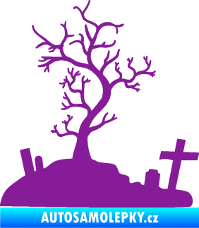 Samolepka Halloween 019 levá hřbitov fialová