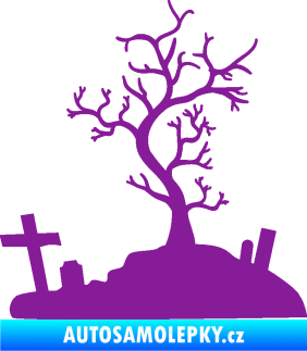 Samolepka Halloween 019 pravá hřbitov fialová