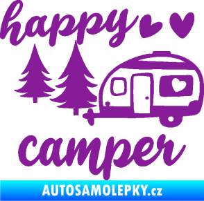 Samolepka Happy camper levá cestování fialová