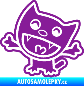 Samolepka Happy cat 002 levá šťastná kočka fialová