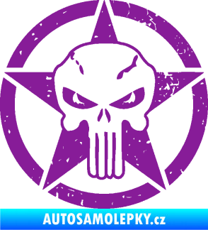 Samolepka Hvězda army 011 levá s lebkou fialová