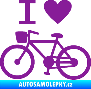 Samolepka I love cycling levá fialová