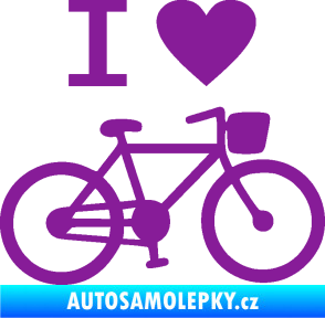 Samolepka I love cycling pravá fialová