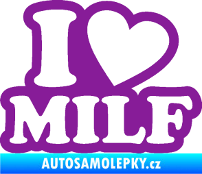 Samolepka I love milf 002 nápis fialová
