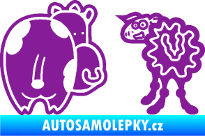 Samolepka JDM kravička a ovečka 002 levá fialová