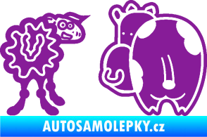 Samolepka JDM kravička a ovečka 002 pravá fialová