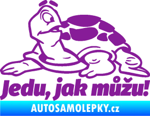 Samolepka Jedu, jak můžu! 001 levá nápis se želvou fialová