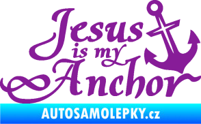 Samolepka Jesus is my anchor fialová