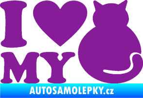 Samolepka Kočka 033 I love my cat fialová