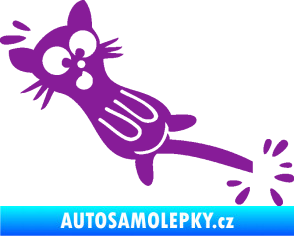 Samolepka Kočka přivřená do dveří levá fialová