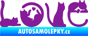 Samolepka Kočky love fialová