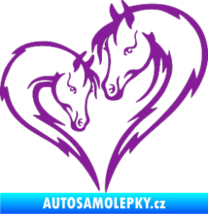 Samolepka Koníci 002 - pravá srdíčko kůň s hříbátkem fialová