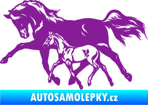 Samolepka Koníci 003 levá kobylka s hříbětem fialová